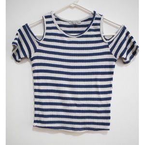 Charlotte russe blue n’ white stripes off-shoulder